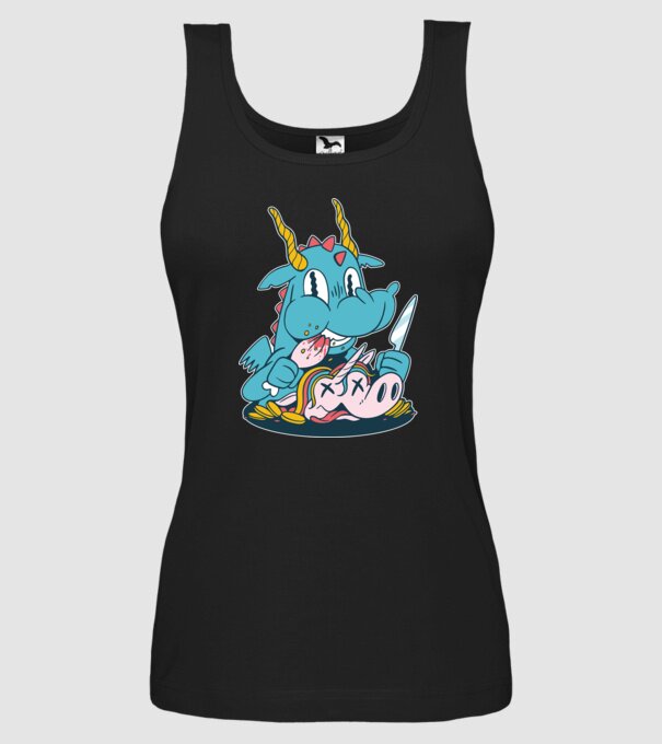 Dragonul a mâncat unicornul model negru pe tricou