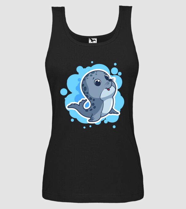 Sea Lion - Focă drăguță model negru pe tricou