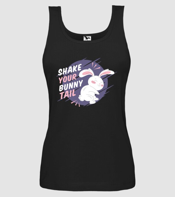 Shake your bunny tail model negru pe tricou