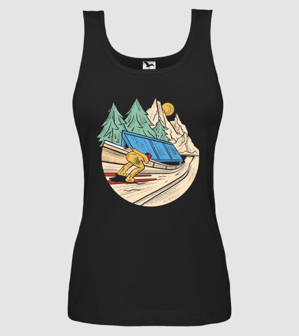 Săritor cu schiuri model negru pe tricou