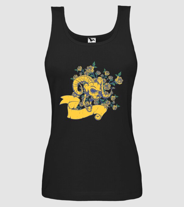 Skull with Roses model negru pe tricou