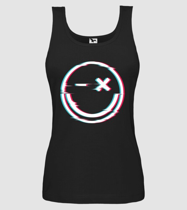 Smile glitch neon tiktok style model negru pe tricou