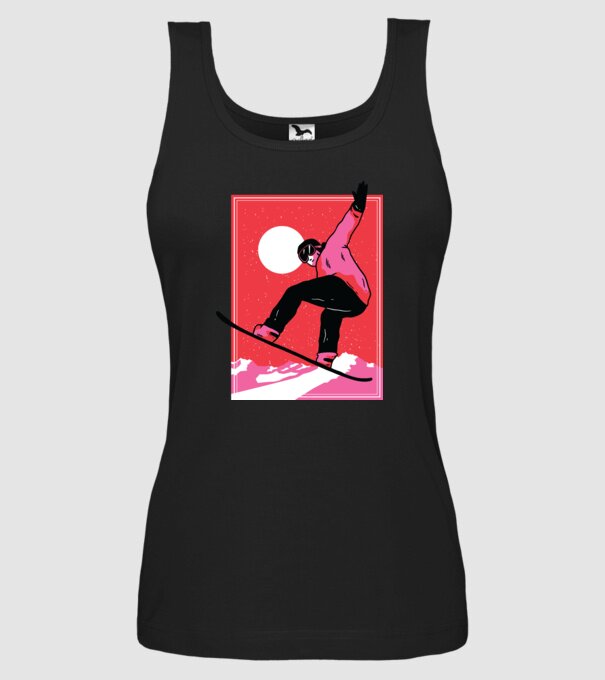 Snowboard poster model negru pe tricou