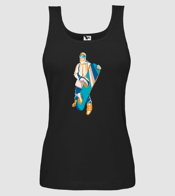 Snowboarder model negru pe tricou