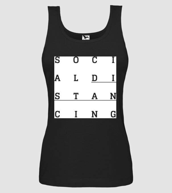 Social distancing model negru pe tricou