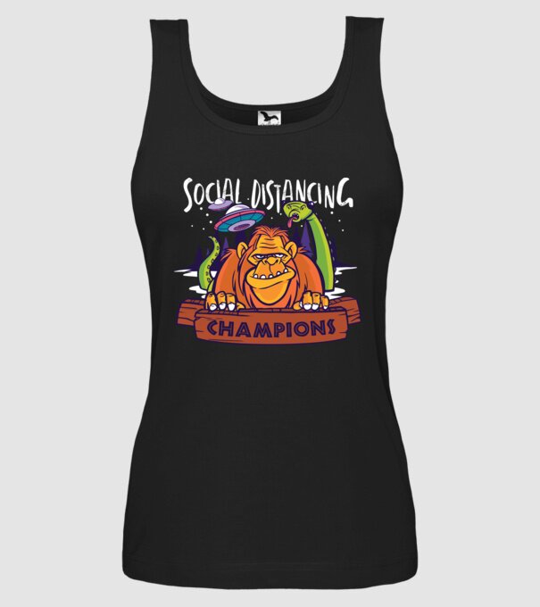 Campioni Social Distancing model negru pe tricou