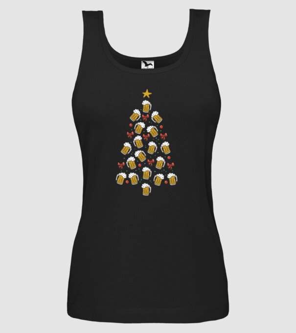 Pom de Crăciun cu Bere model negru pe tricou