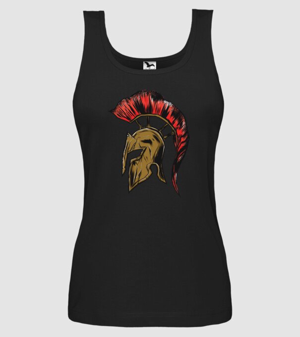 Cască războinic Sparta model negru pe tricou