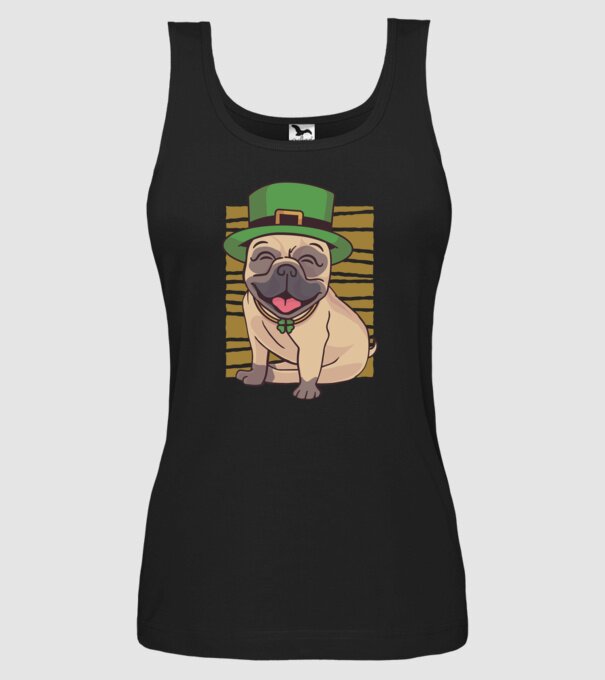 Sfântul Patrick Mops model negru pe tricou