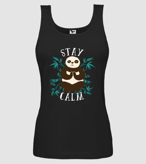 Stay Calm Panda meditație model negru pe tricou