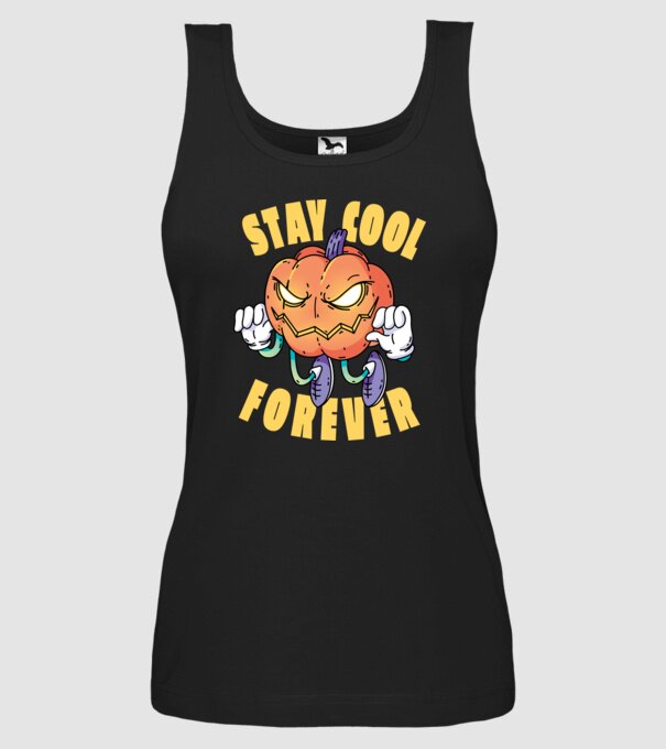 Dovleac de Halloween Stay Cool Forever model negru pe tricou