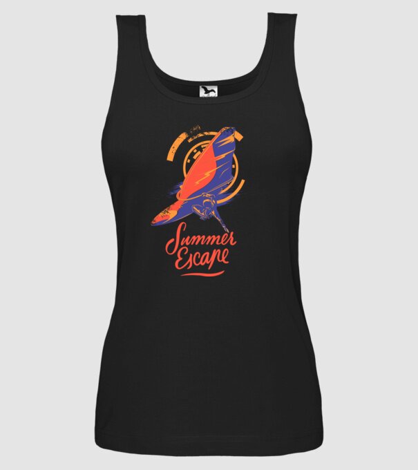 Summer escape Surf model negru pe tricou