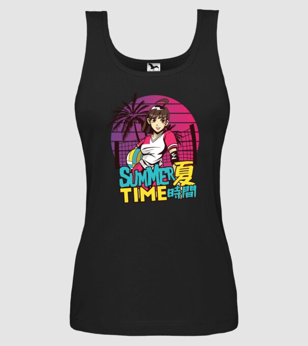 Summer Girl Anime Fată Manga model negru pe tricou