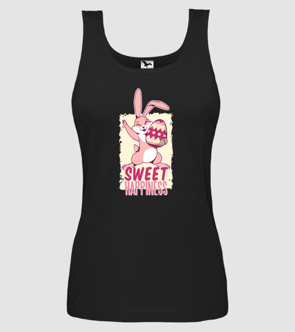 Sweet Happiness pentru Paște tricou cu iepuraș model negru pe tricou