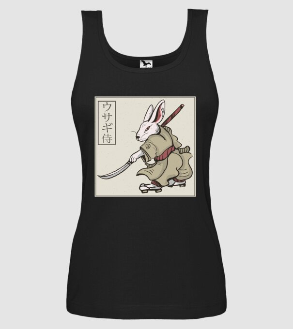 Iepure Samurai model negru pe tricou