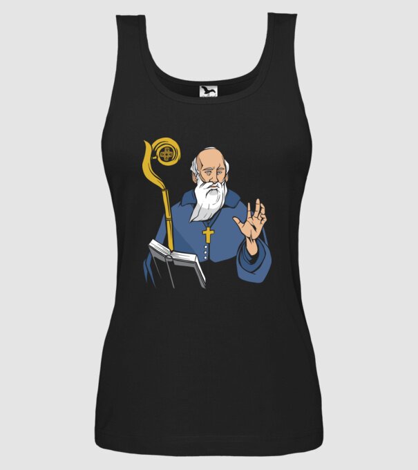 Sfântul Benedict model negru pe tricou