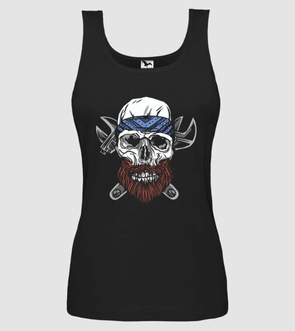 Craniu Instalator Barbă model negru pe tricou