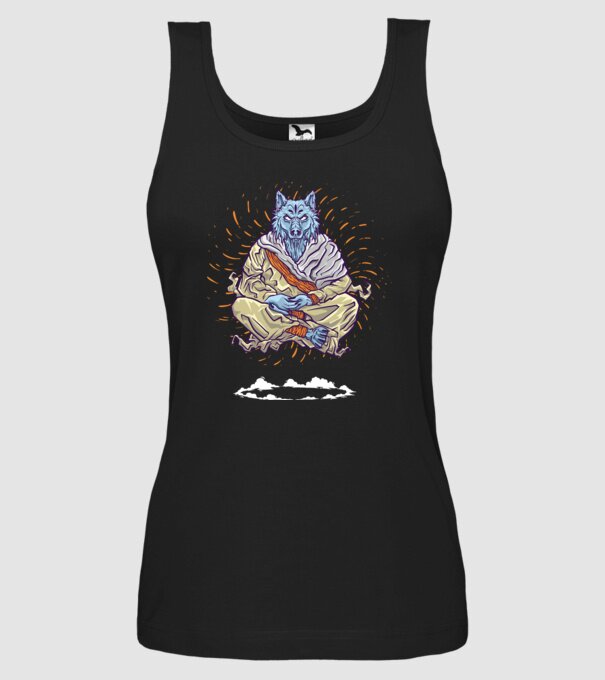 Lup Călugăr model negru pe tricou