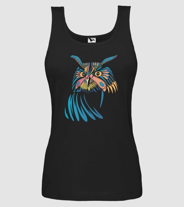 Bufniță colorată model negru pe tricou