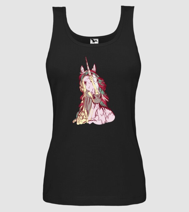 Unicorn colorat model negru pe tricou