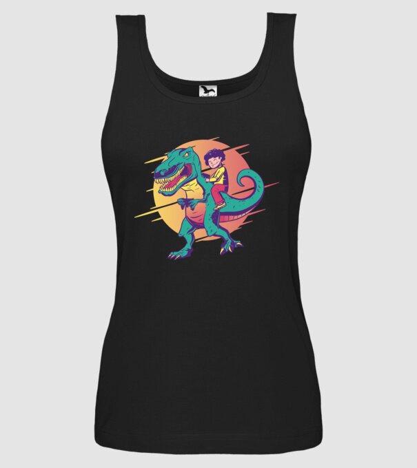 T-rex Gamer dinozaur model negru pe tricou
