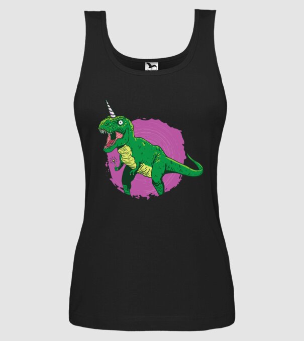 T-rex unicorn model negru pe tricou