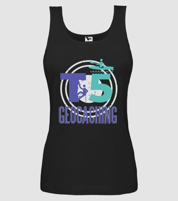 T5 Geocaching model negru pe tricou