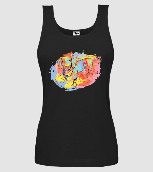 Teckel colorat model negru pe tricou