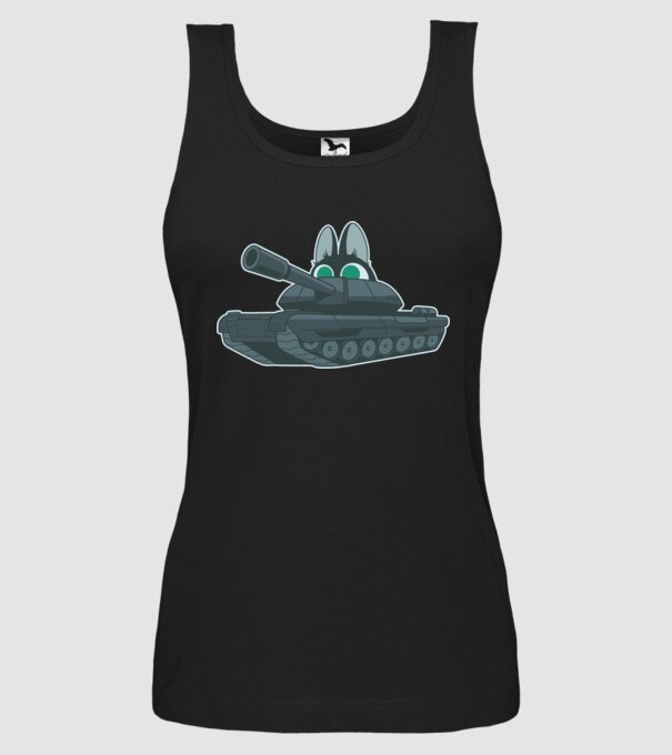 Pisică cu tanc model negru pe tricou