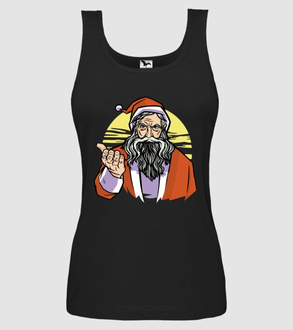 Moș Crăciun model negru pe tricou