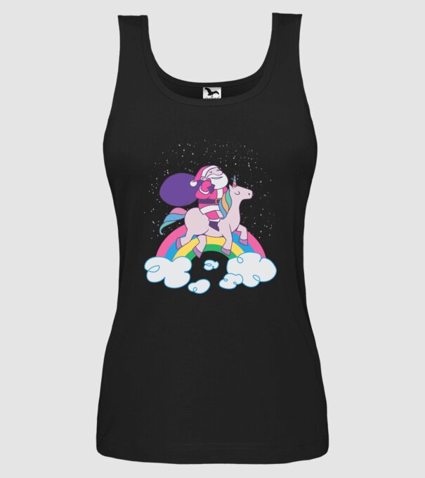 Moș Crăciun Unicorn model negru pe tricou