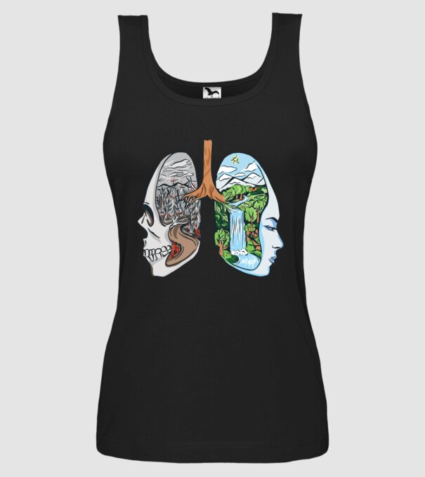 Natură Plămâni imagine model negru pe tricou