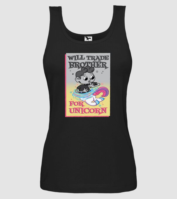 Îl ofer la schimb pe fratele meu pentru un unicorn model negru pe tricou