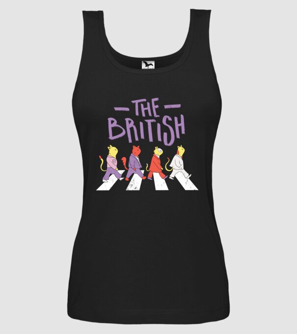 The British Pisicuțe model negru pe tricou