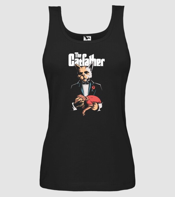 The Catfather model negru pe tricou