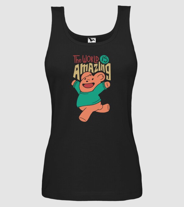 The world is amazing ursuleț Teddy model negru pe tricou