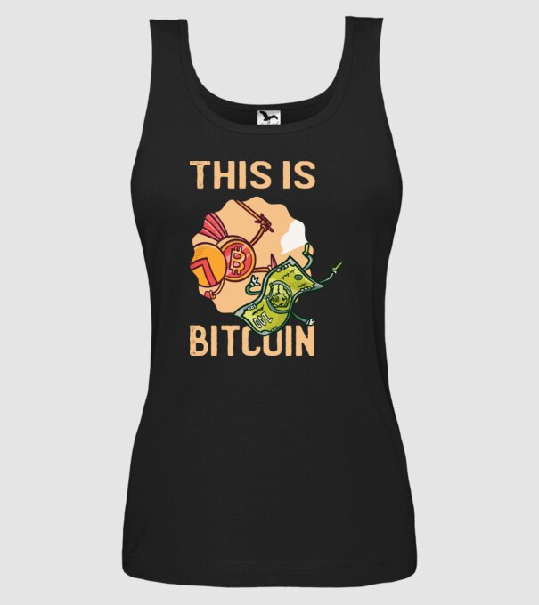 This is Bitcoin model negru pe tricou