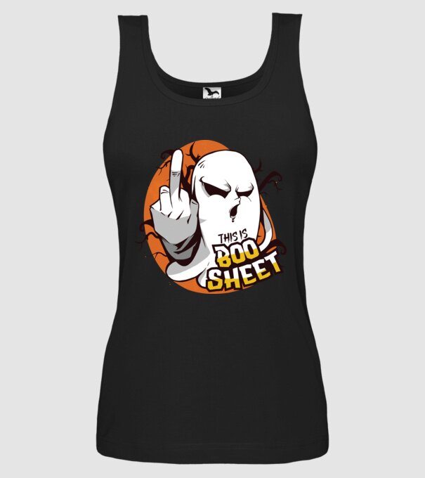 This is Boo Sheet Halloween model negru pe tricou