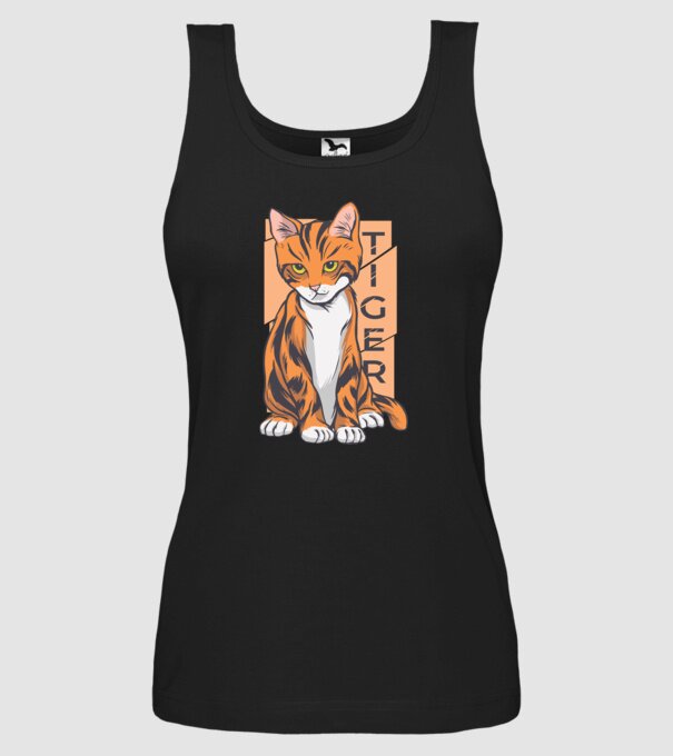 Pisică Tigru model negru pe tricou