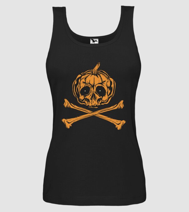 Dovleac craniu Halloween model negru pe tricou