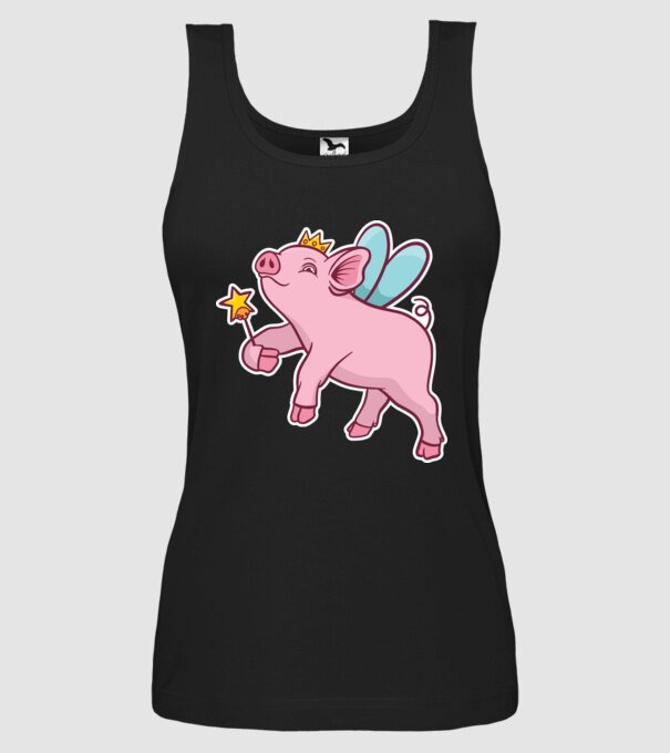 Porcușor zână model negru pe tricou