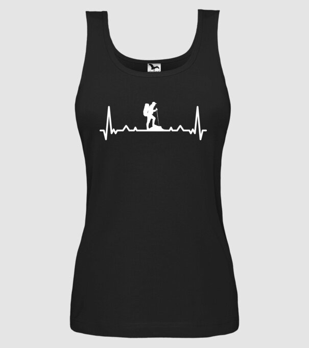 Drumeții Ritm cardiac ECG model negru pe tricou