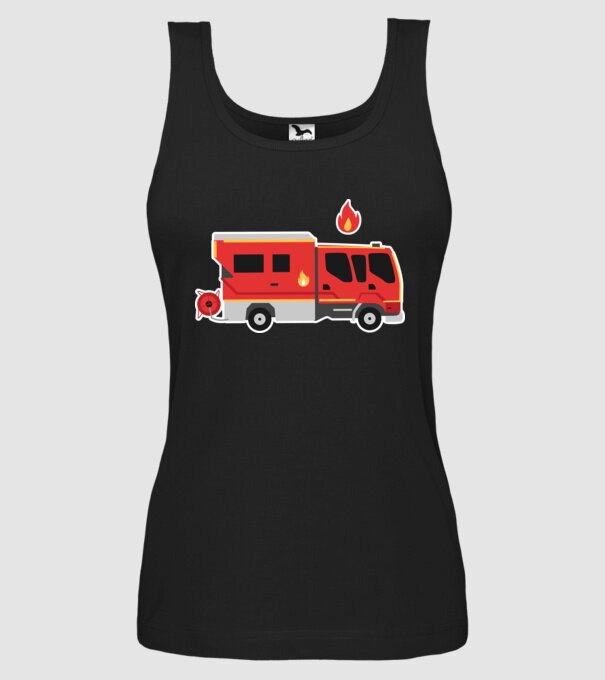 Mașină de pompieri model negru pe tricou