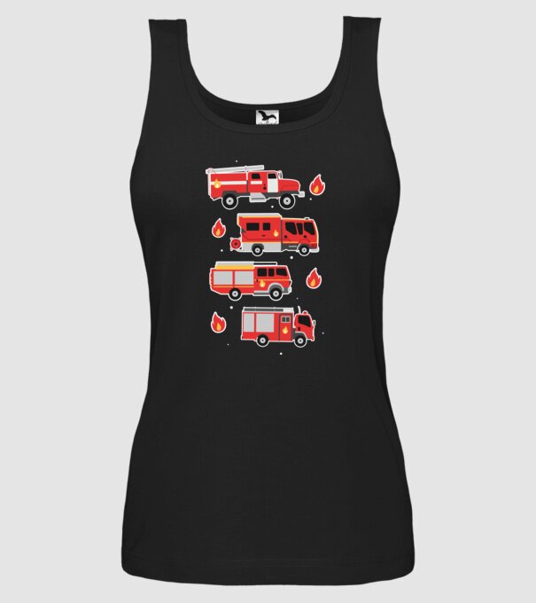 Mașini de pompieri model negru pe tricou