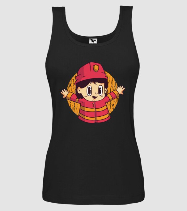 Pompier copil model negru pe tricou