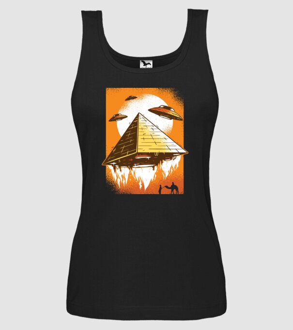 OZN Piramidă Alien model negru pe tricou
