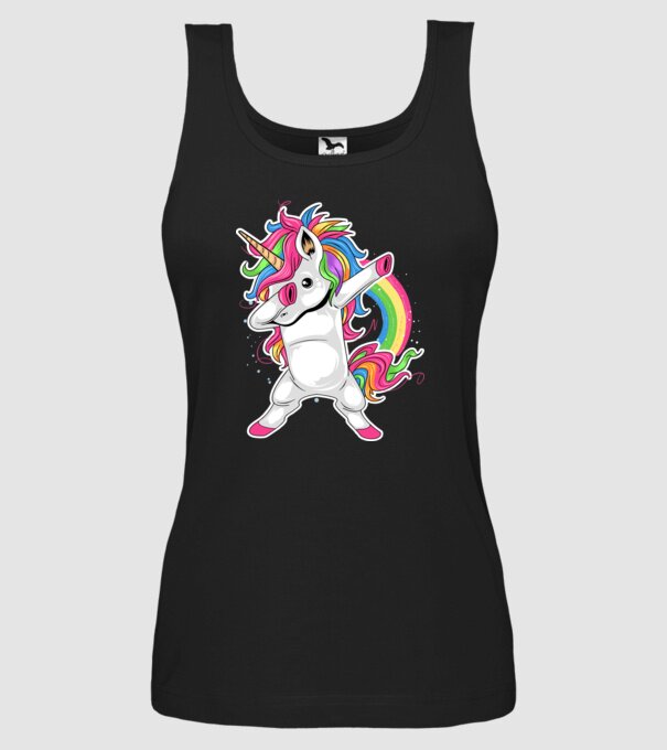Unicorn Dab model negru pe tricou