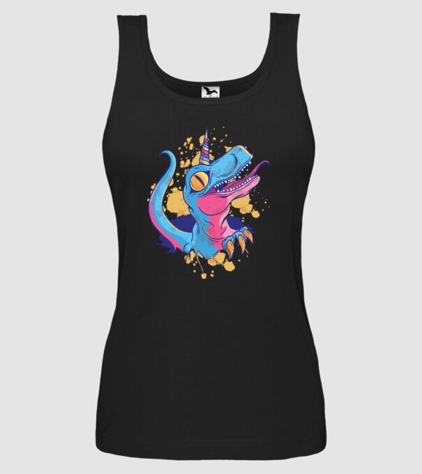 Unicornsaurus - Dinozaur Unicorn model negru pe tricou