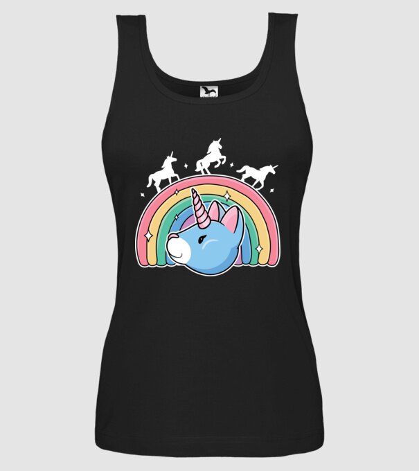 Pisică Unicorn model negru pe tricou