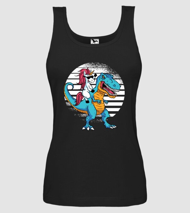 Unicorn cu dinozaur tricou amuzant model negru pe tricou